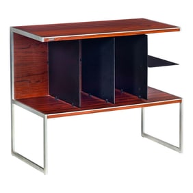 Rare Rosewood & Brushed Steel Media Shelf Console Table by Bang & Olufsen