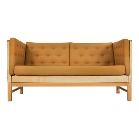 Vintage Danish Modern Oak, Tweed and Leather Ej315 Sofa by Erik Jørgensen