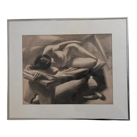 Life Drawing, Black and White Tonal Drawing, Female Nude