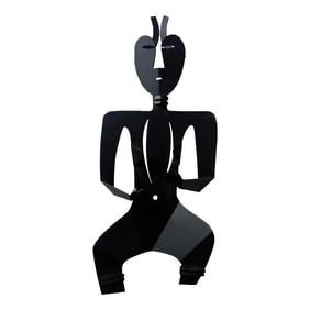 Mid Century Black Metal Figural Sculpture After Philippe Hiquily