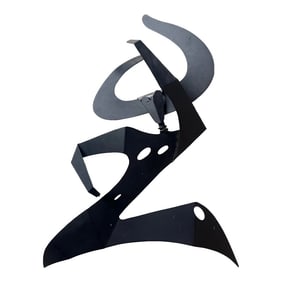 Mid Century Black Metal Abstract Figural Sculpture