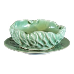 1920s French Celadon Bowl & Plate