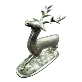 1980s Sterling Silver Peruvian 5 Point Buck Deer Stag Reindeer Miniature Figurine .900 Silver