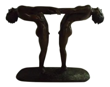 Large 20th Century Nude Males Bronze Sculpture "Holding Hands"