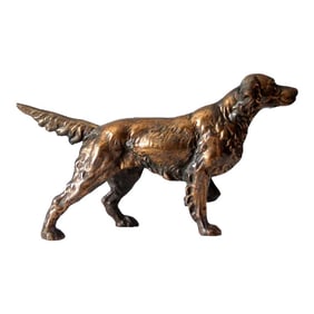 Antique Cast Bronze Retriever Dog Sculpture