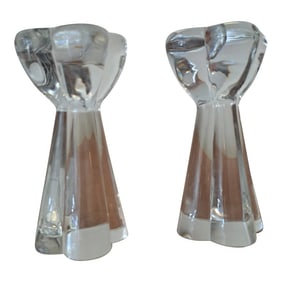 Baccarat Mid-Century Crystal Flower Candle Holders - a Pair
