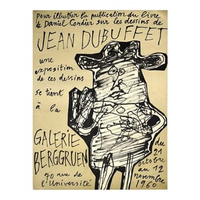 Original Jean Dubuffet Galerie Berggruen Paris Exhibition Lithograph Poster