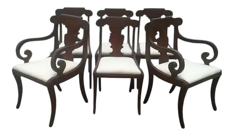 Regency Dining Chairs With Scrolled Arm - Set of 6