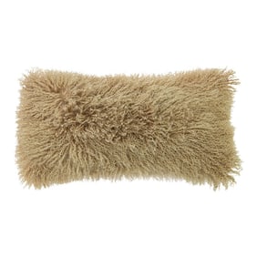 Modern Mongolian Lamb Fur Single Side Pillow in Tan Color