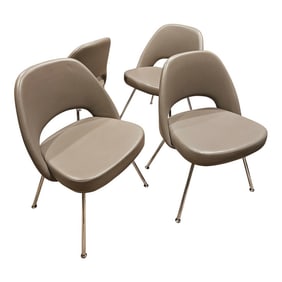 Knoll Saarinen Executive Armless Leather Chairs- Set of 4