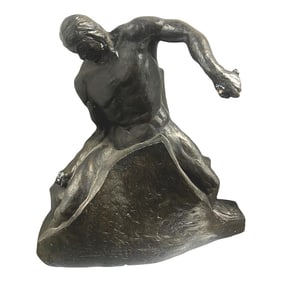 Stone Carver Emerging From the Stone Plaster Maquette