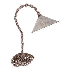 Vintage Brutalist Chain Link Table Lamp With Conical Shade