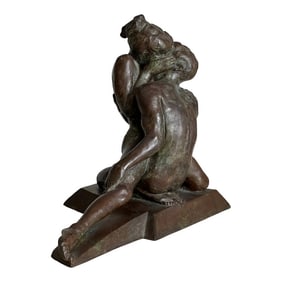 1947 Vintage Bronze Lovers Sculpture by Peter Hayward