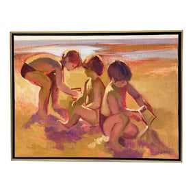 Children Building Sandcastles Wall Art - Canvas