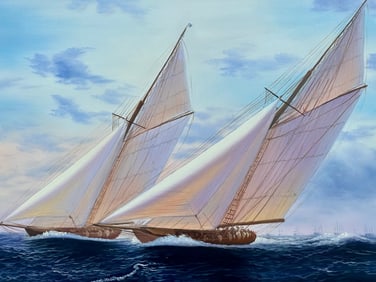 20th Century Sailboat Painting, Unsigned