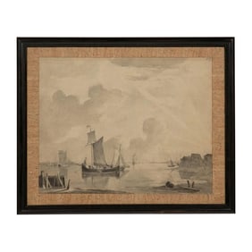 Early 18th Century Large Dutch Old Master Study Pen and Ink Painting