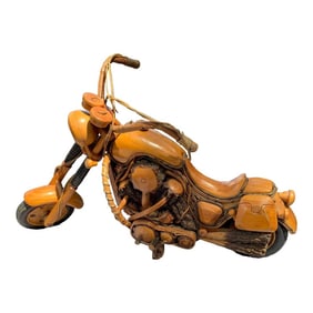 Vintage Hand Carved 38 Inch Long Harley Motorcycle