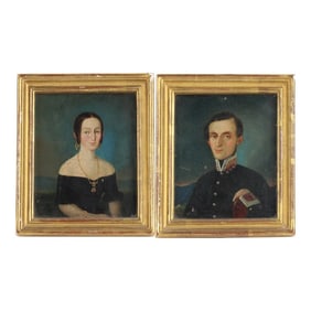 Mexican Portrait Miniatures of Officer and Wife