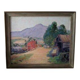 Vintage Beverly Gilbert Bucolic Country Lanscape Painting on Board