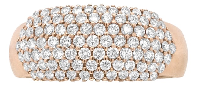 18K Rose Gold 1.00 Cttw Diamond Multi Row Dome Band Ring (F-G Color, VS1-VS2 Clarity) - Ring size 7