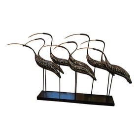 Group of Egrets Large Metal Sculpture, Joseph Famulari Style
