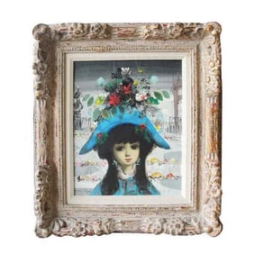 Original Jean Calogero Oil Painting "Arlequine" Signed