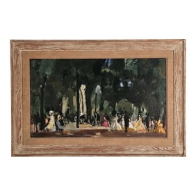 Vintage Painting of Park Scene by Bernard Lamotte