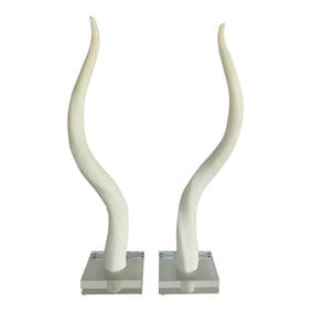Port 68 Modern Off-White Safari Horns Sculptures Pair