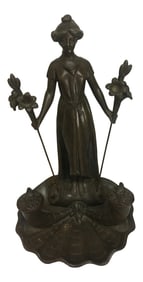Art Noveau Inkwell in Bronze, Signed