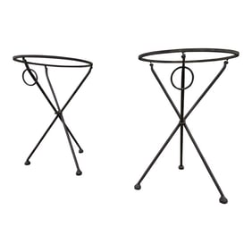1960s Pair Cast Iron Folding Tripod Side Table Base