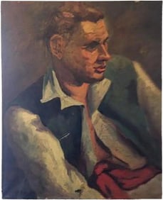 1920s Douglas Worsten muted Oil Painting of Fair Haired Man