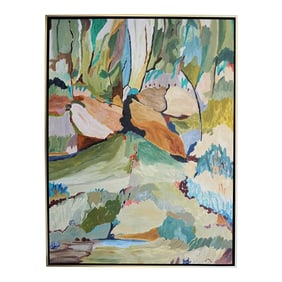Change of Scenery Abstract Landscape Painting by Laurie MacMillan, Framed