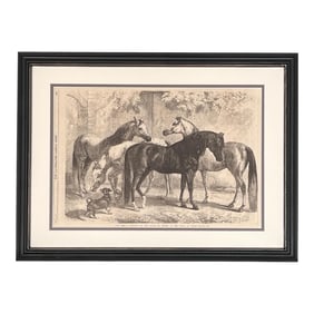 Framed English Antique Horse Print- Authentic "Illustrated London News" Print 1867