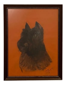 Vintage Charcoal Sketch of a Schnauzer