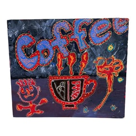 1990s Artwork Hot Coffee Painting