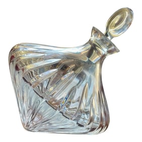 Late 20th Century Tilted Leaning Clear Crystal Wine Spirit Decanter
