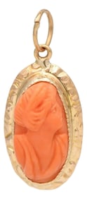 10KY Vintage Petite Carved Coral Cameo Charm