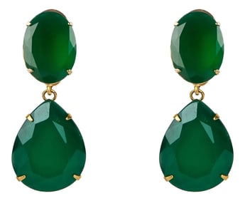 Angelina Earrings, Green, Clip On