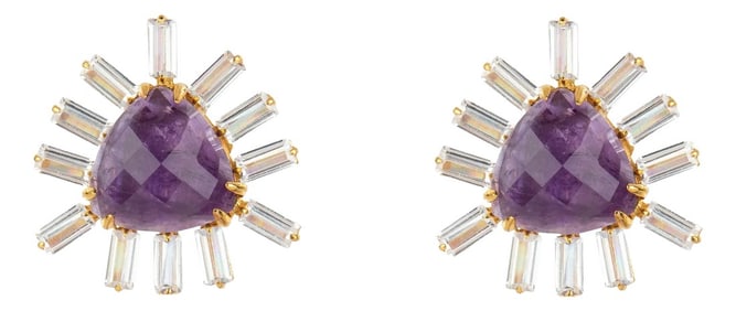 Abigail Studs, Purple, Clip On