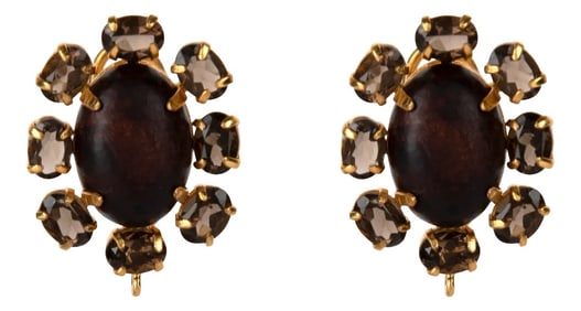 Allegra Large Studs, Brown, Clip On