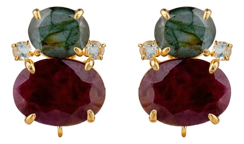 Agnes Studs, Dark Red, Clip On