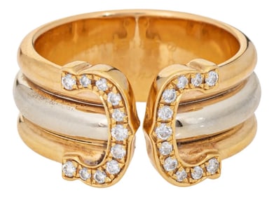 1997 C De Cartier Diamond Ring 54 Size 6.75 18k Gold Band Signed Jewelry