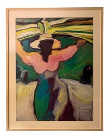 Vintage Jill Logan Abstract Expressionist Painting on Canvas