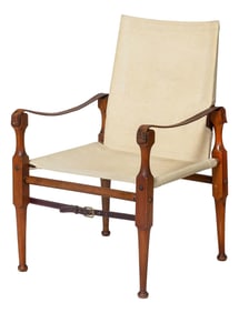 Early Authentic Antique British Roorkhee Campaign "Safari" Arm Chair