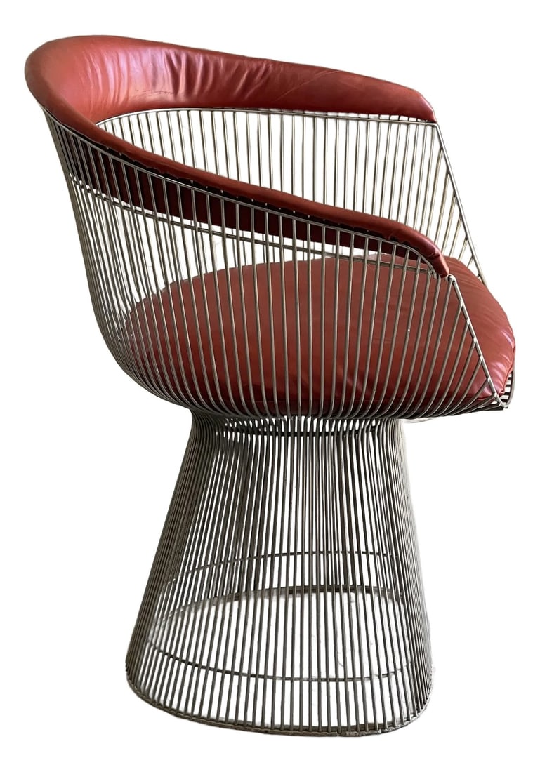 Warren Platner for Knoll Chrome Wire and Leather Occasional Chair (1 of 6)