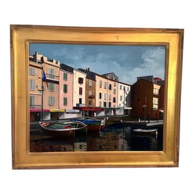 1980s Oil on Canvas by Richard T. Reminger . "St. Tropez " Signed and Framed.