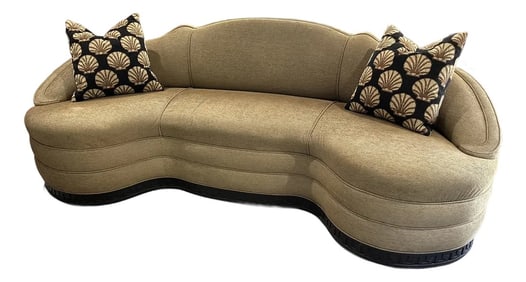 Michael Taylor Attributed, Schiaparelli Sofa-Custom Ebonized Carved Wood Base