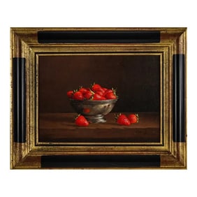 Still Life Painting by Jean Marie Daneis, Les Fraises, the Strawberries