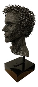 1980s Klein Signed Wire Metal Bust on Stand