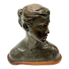 1950s Bronze Bust of a Young Woman, Mid Century, by Tony Trezza